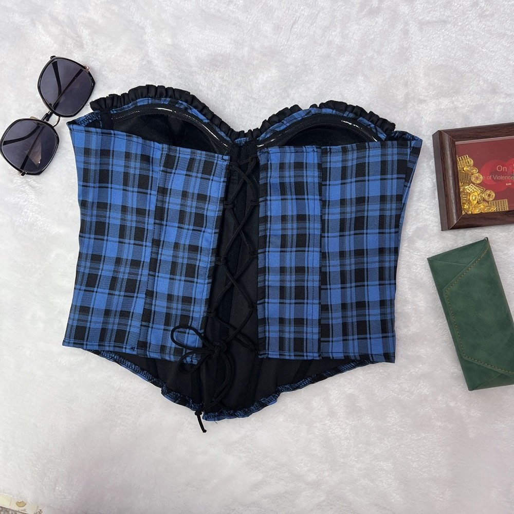Plaid Provocation: Strapless Fishbone Corset Vest - Image 4
