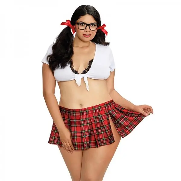 Homeroom Hottie Schoolgirl White Red Queen Size - Image 2