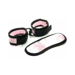 Sex Kitten Mask & Cuff Set Pink/black