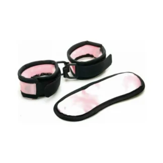 Sex Kitten Mask & Cuff Set Pink/black