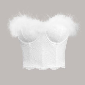 Featherbound: Strapless Lace Corset with Tassels