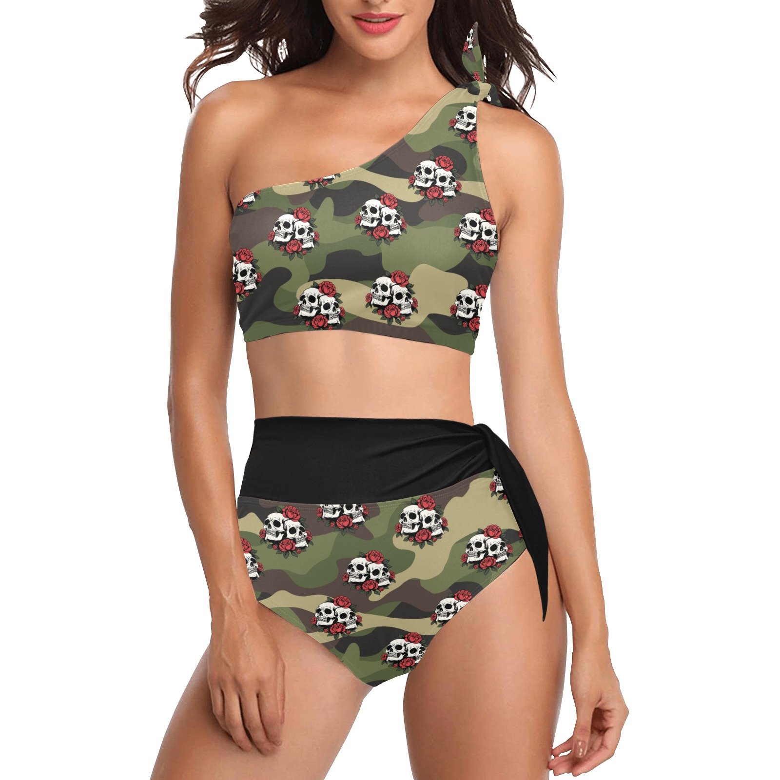 Skull Camo One-Shoulder Set
