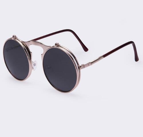 Round Designer Steam Punk Men Sunglasses - Image 4
