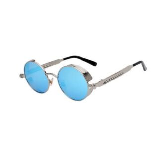 Round Metal Steampunk Sunglasses for Men Women