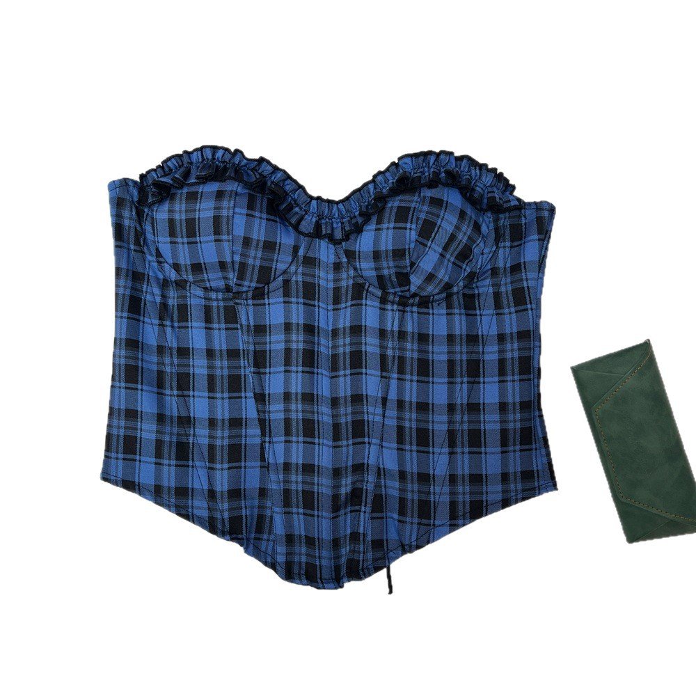 Plaid Provocation: Strapless Fishbone Corset Vest