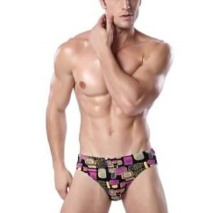 Purple Block Printed Hip Brief