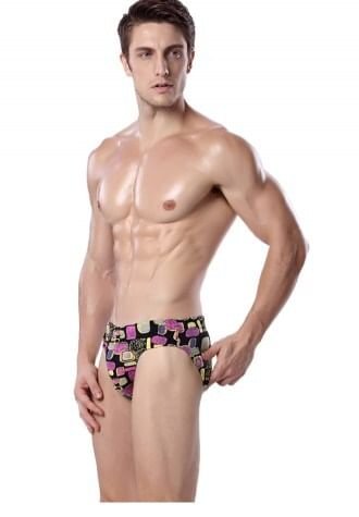 Purple Block Printed Hip Brief - Image 2