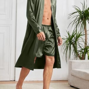 Men's 2-Piece Solid Satin Pajama Set