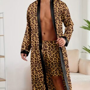 Leopard Print Robe and Shorts Set