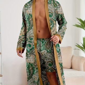 Men’s Robe & Shorts Set – Paisley Please