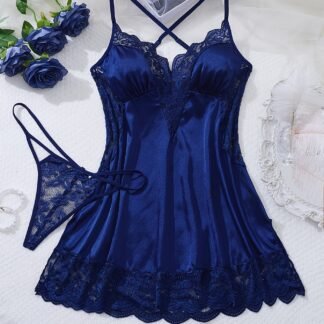 Contrast Lace Nightgown Set