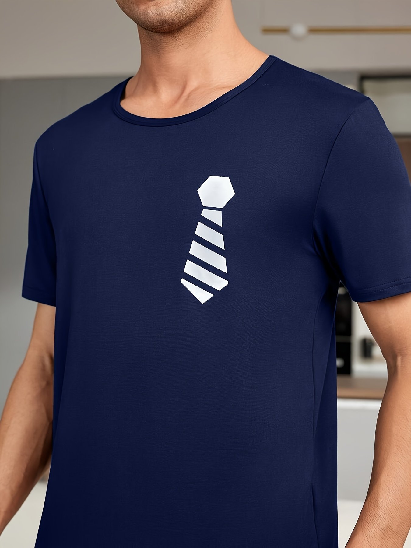 Couples Matching Bow tie and tie Pajama Set- Navy Blue - Image 5