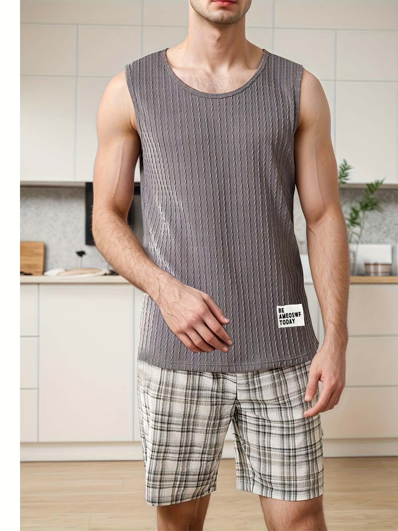 Plaid Knit Couple Pajama Set - Image 7