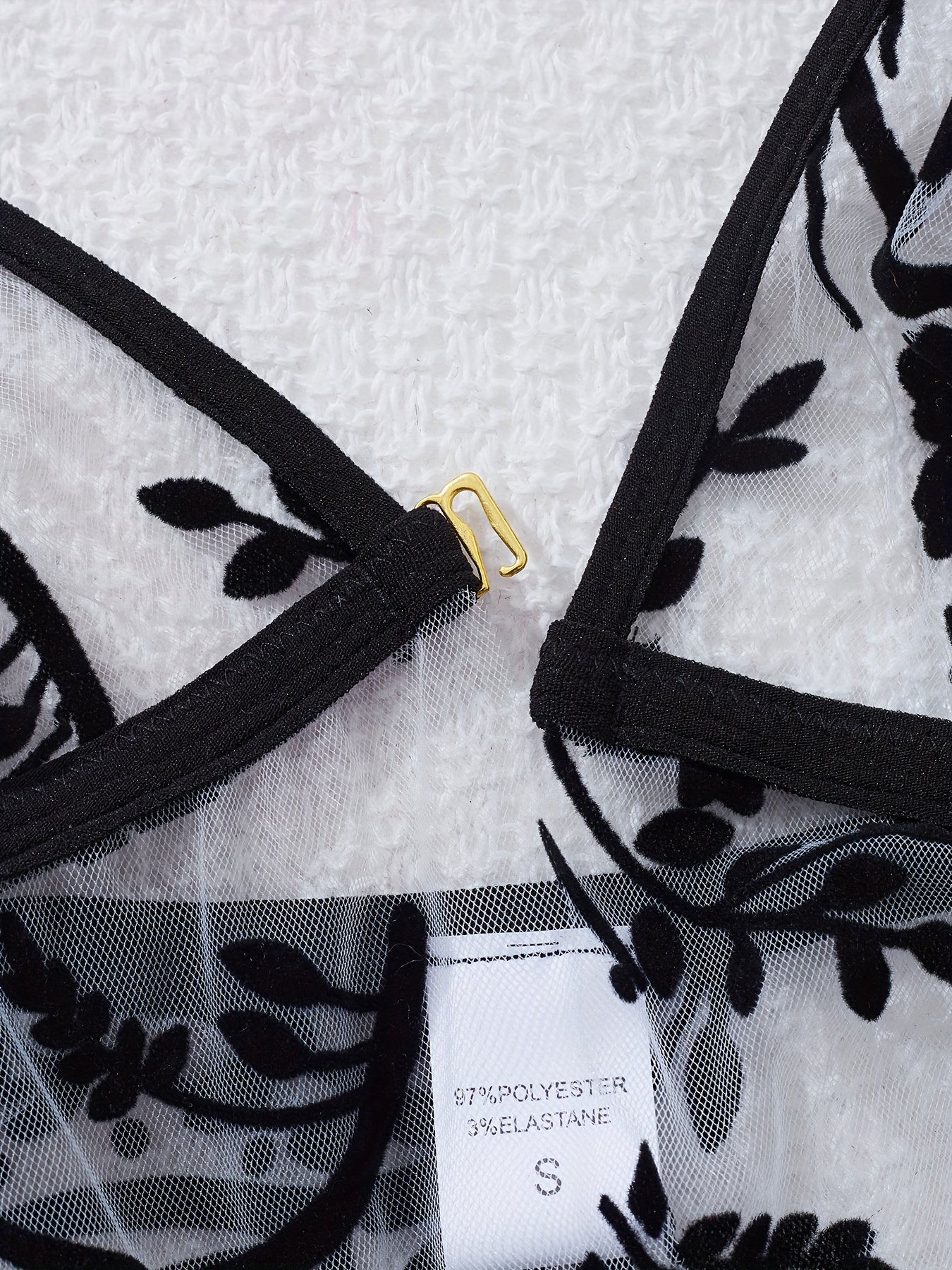 Floral Mesh Front-Button Nightgown and Robe Set - Image 5