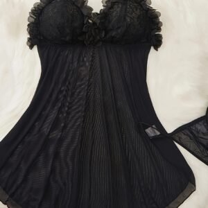 Floral Lace Mesh Panel Lingerie Set