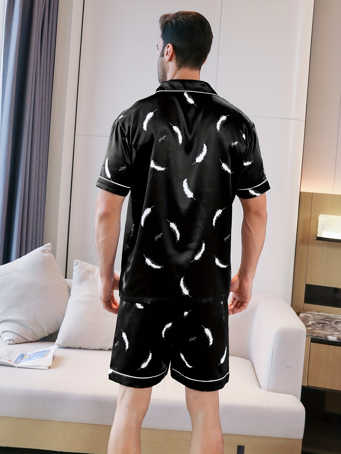 Men's 2-Piece Print Pajama Set – Short Sleeve & Shorts - Image 8