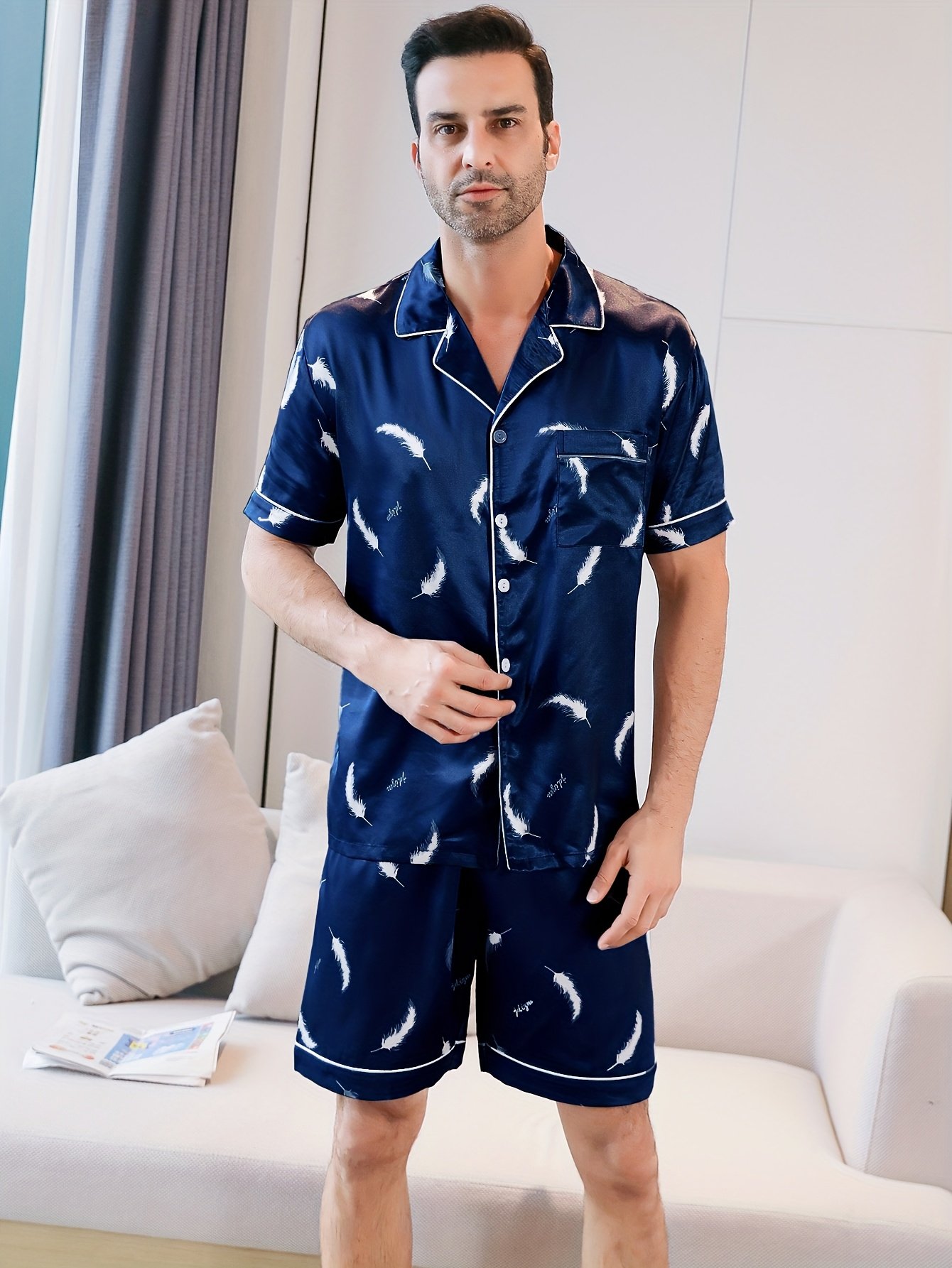 Men's 2-Piece Print Pajama Set – Short Sleeve & Shorts - Image 6