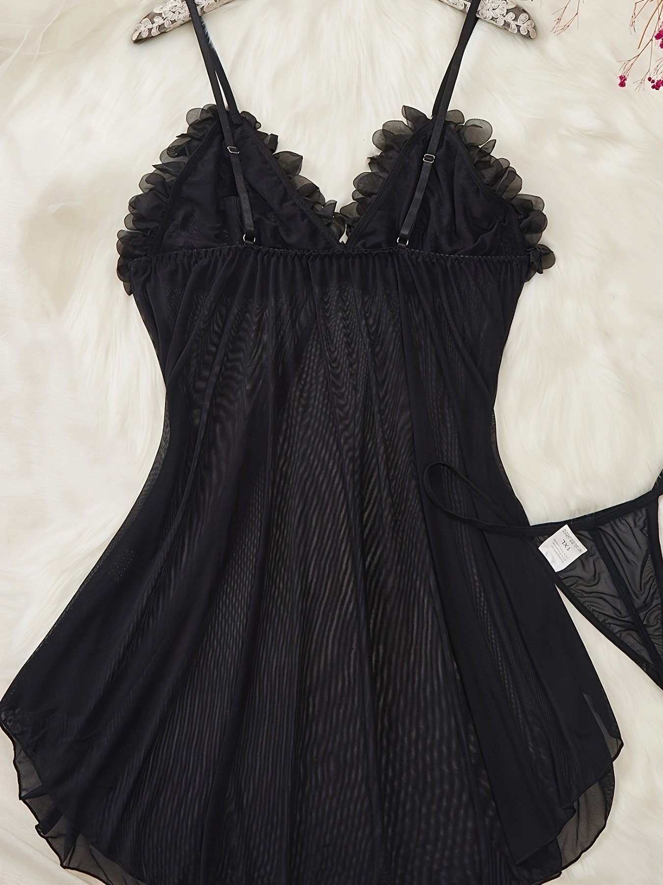 Floral Lace Mesh Panel Lingerie Set - Image 2