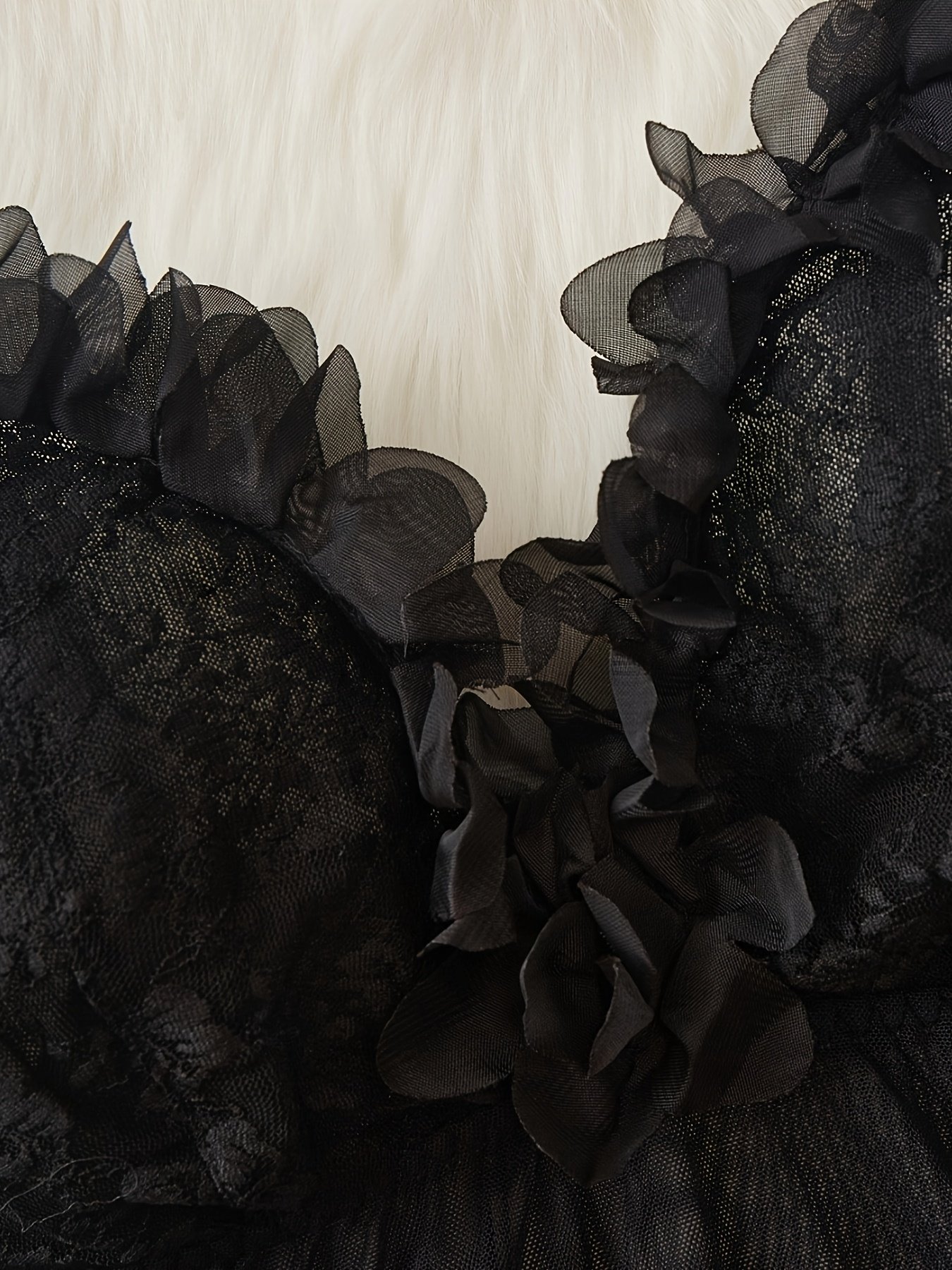 Floral Lace Mesh Panel Lingerie Set - Image 4