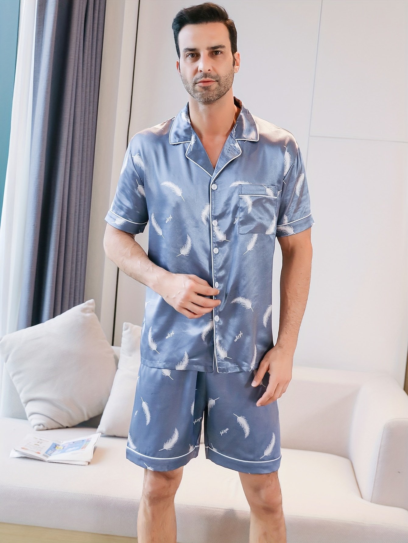 Men's 2-Piece Print Pajama Set – Short Sleeve & Shorts - Image 7
