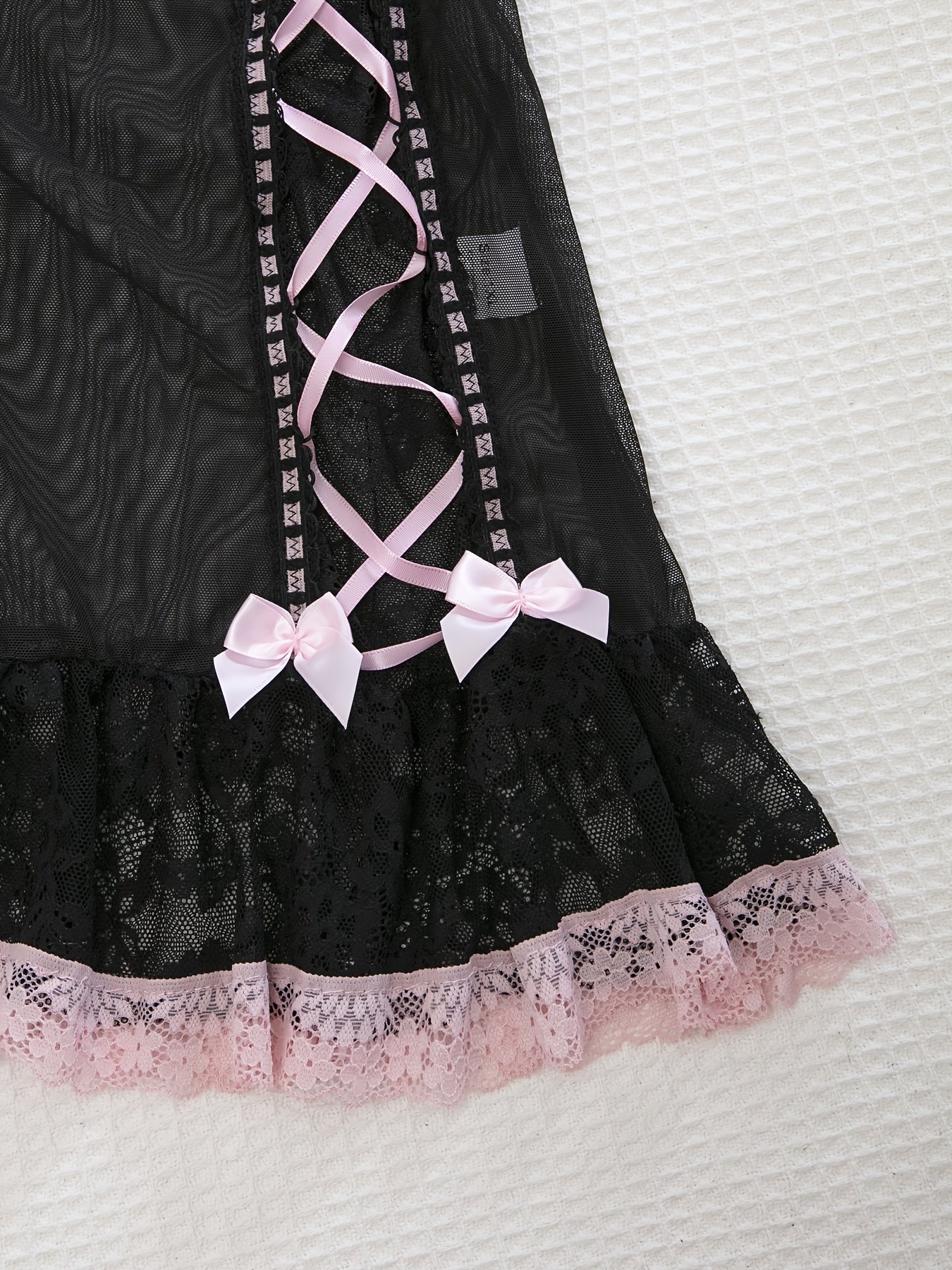 Sexy Black & Pink Lace Lingerie - Image 5