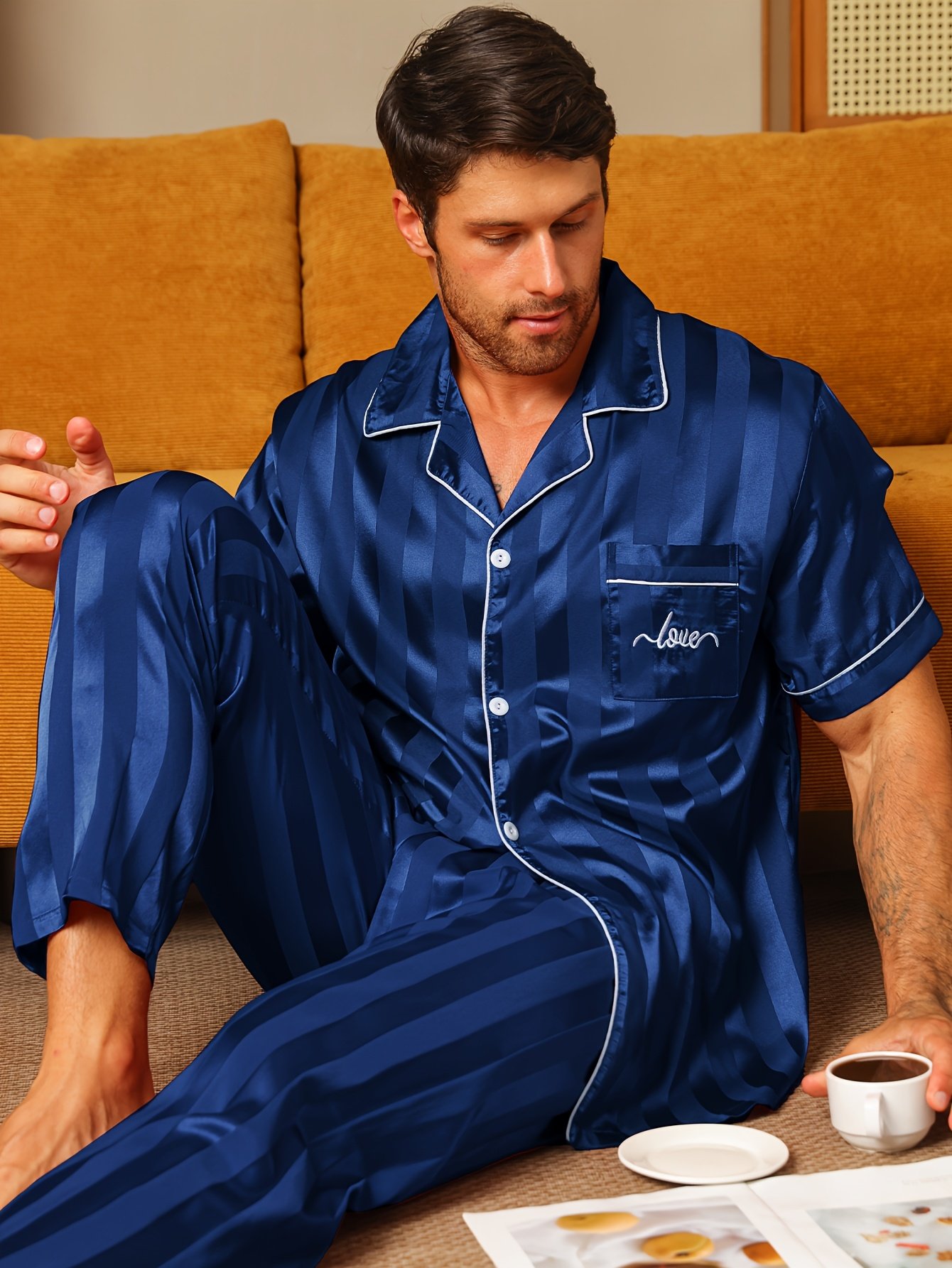 Solid Color Men's Pajamas - Image 5