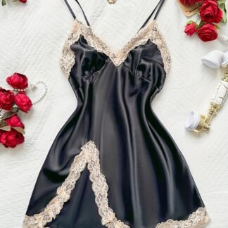 V-Neck Lace Trim Nightgown