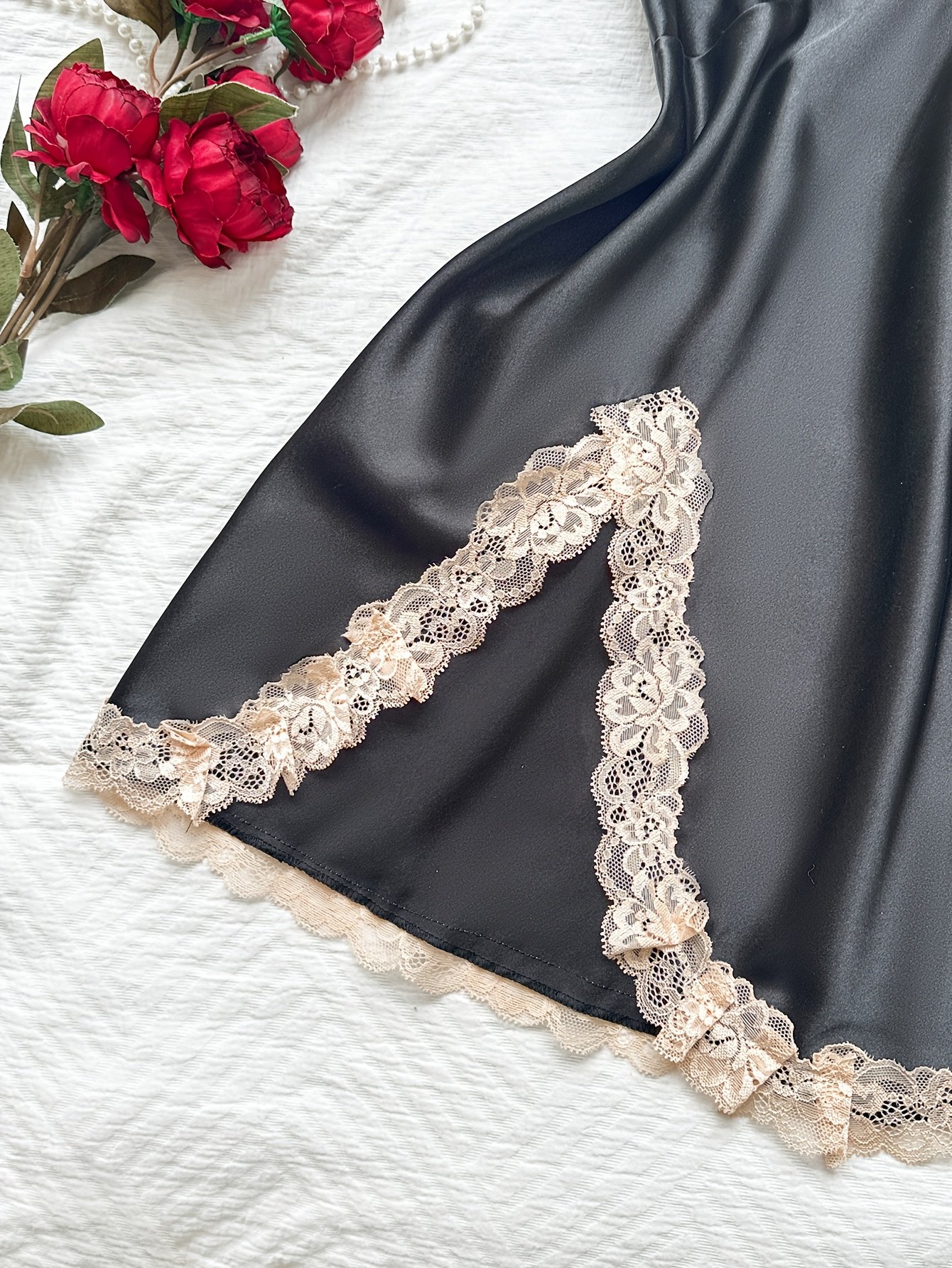 V-Neck Lace Trim Nightgown - Image 3