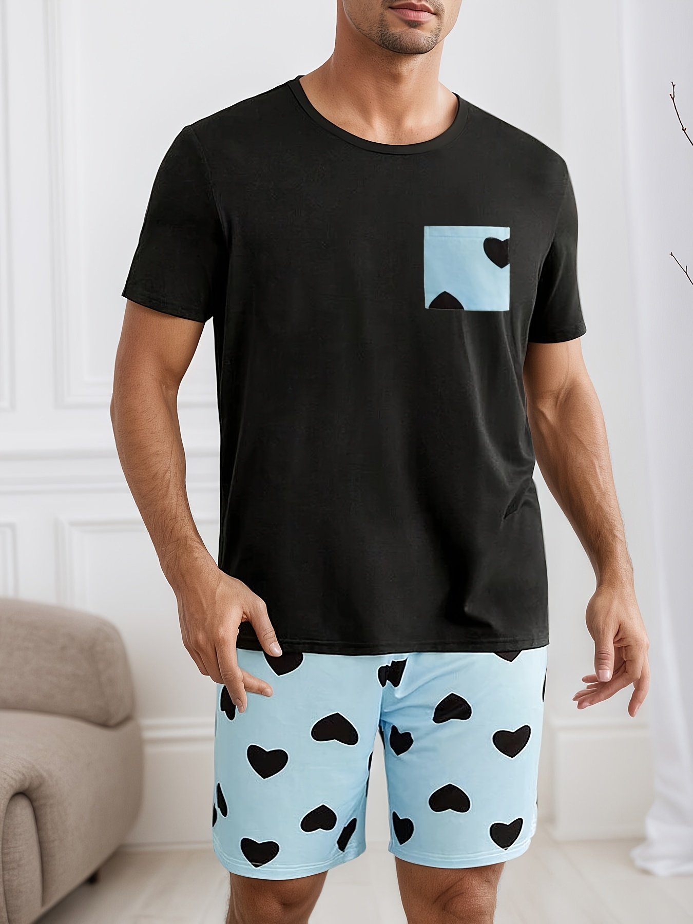 Matching Pajama Set – Blue & Black Hearts - Image 6