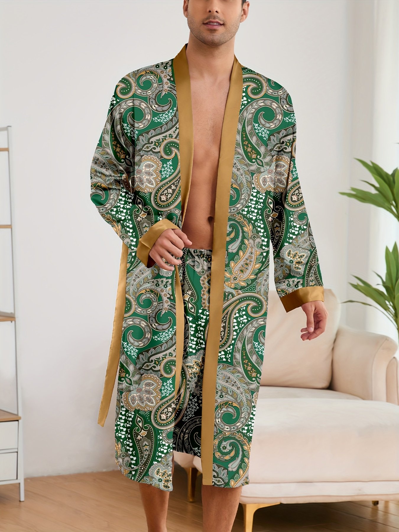Men’s Robe & Shorts Set – Paisley Please - Image 2