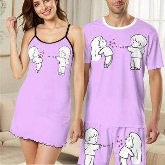 Cartoon Print Pajama Set – Couples Edition