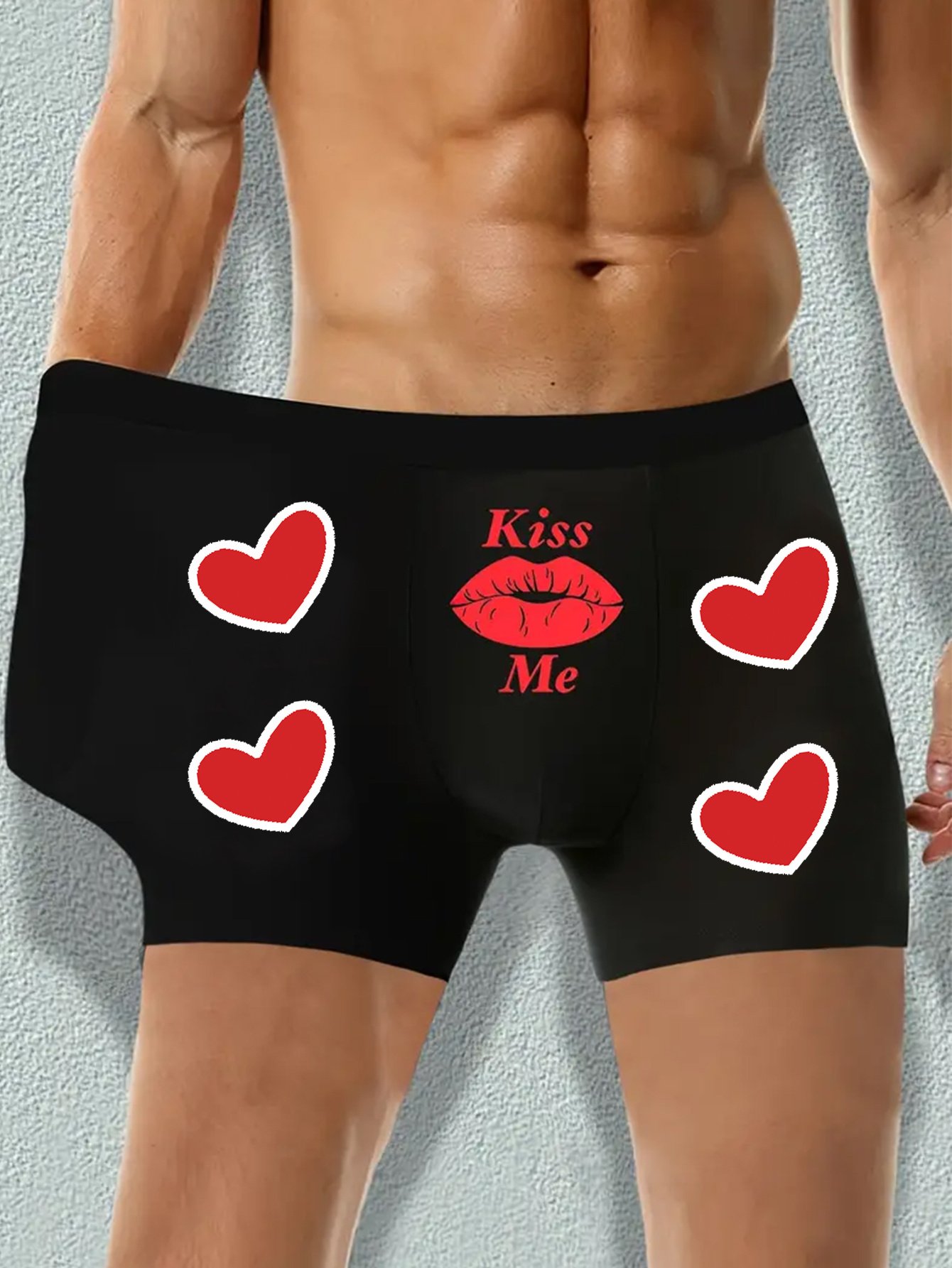 "Kiss Me" Heart Pattern Boxer Briefs - Image 2