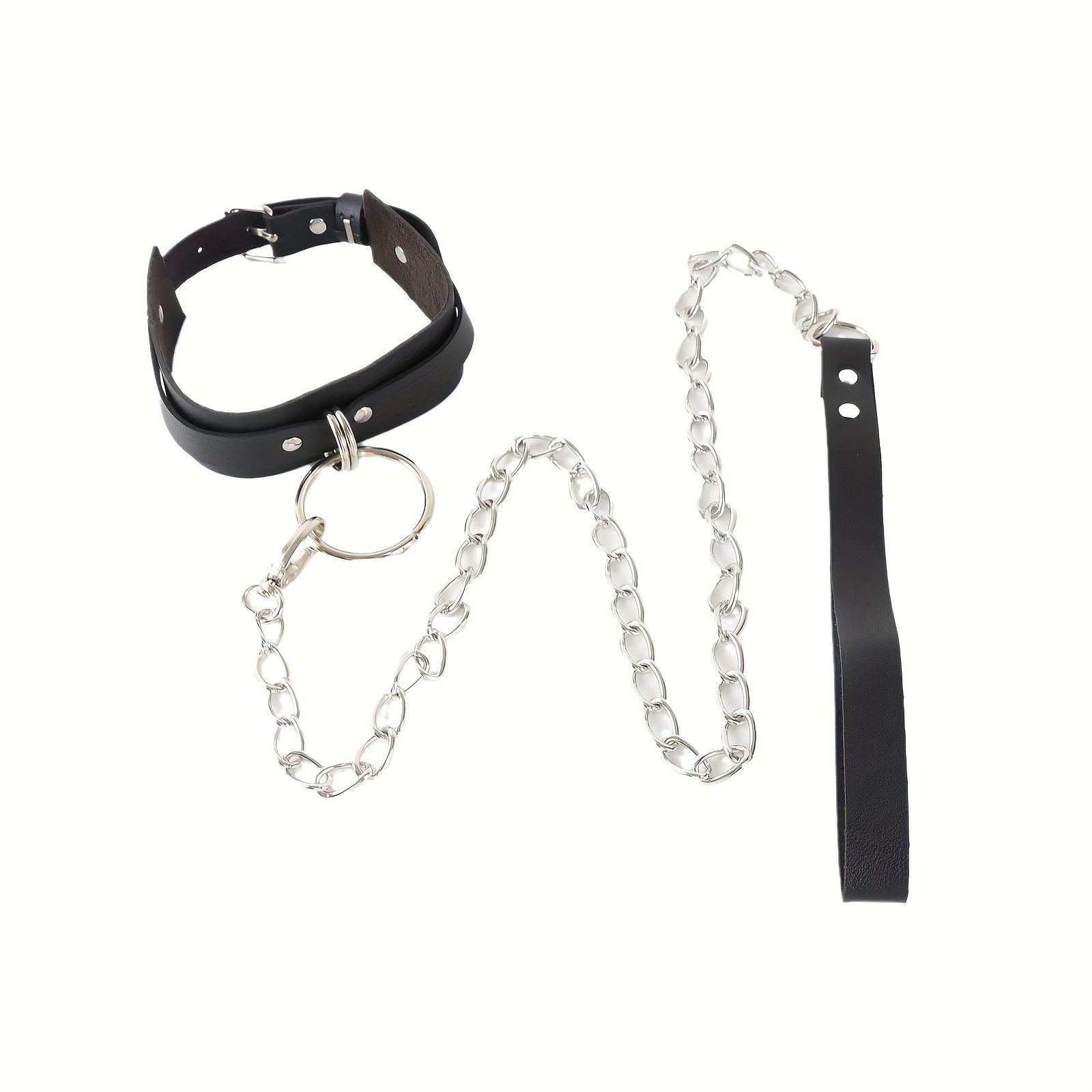 Faux Leather Detachable Chain Traction Collar - Image 2
