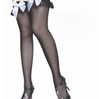 Sheer Stockings with Garter Top with ribbon and garter trim