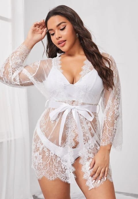 Enchanting Eyelash Lace Robe