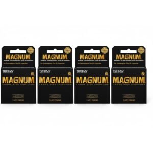 Trojan Latex Condoms Magnum Lubricated (3 count) - 4 Pack