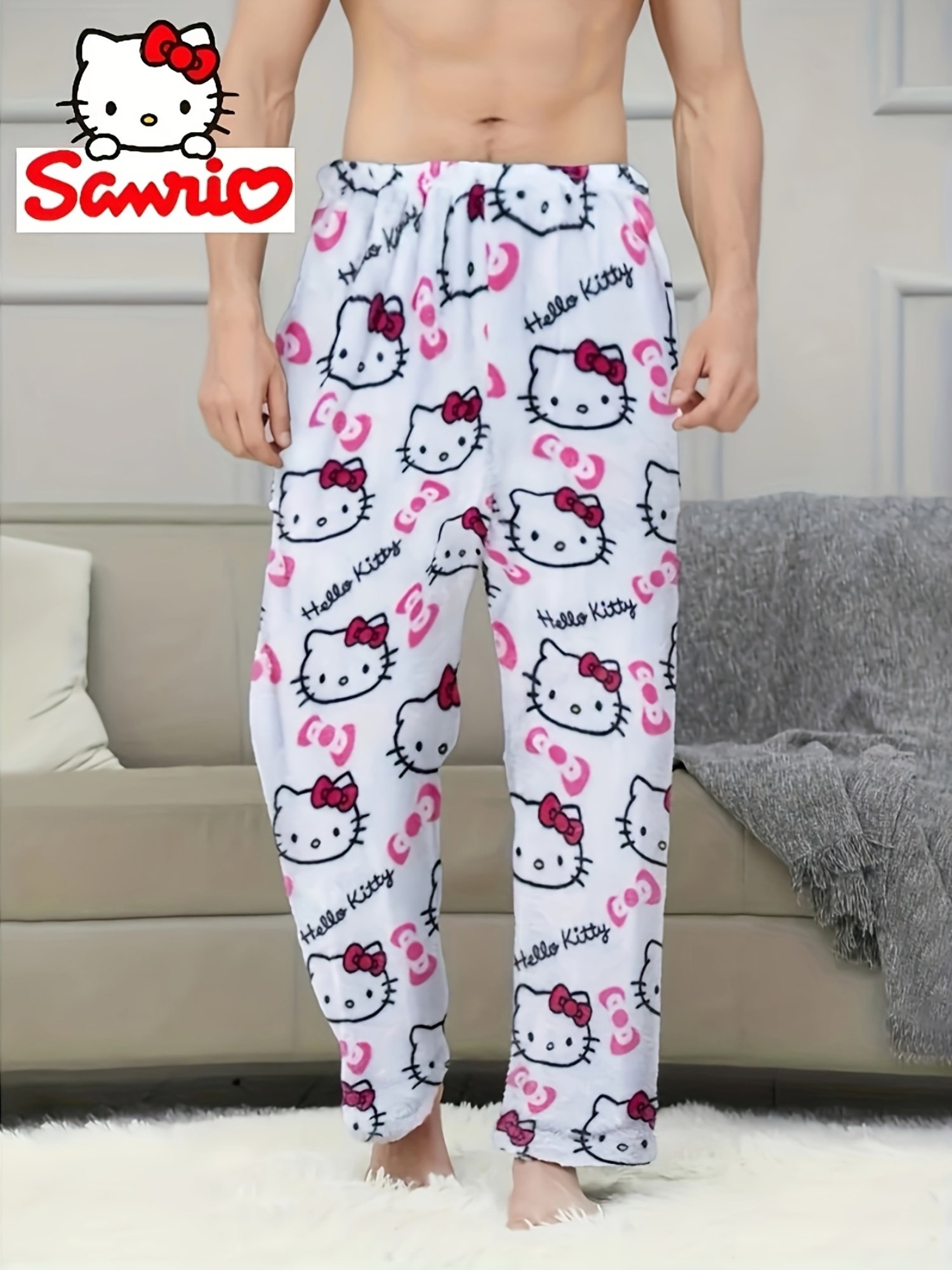 Sanrio Hello Kitty Men'S Loose Fleece Pants