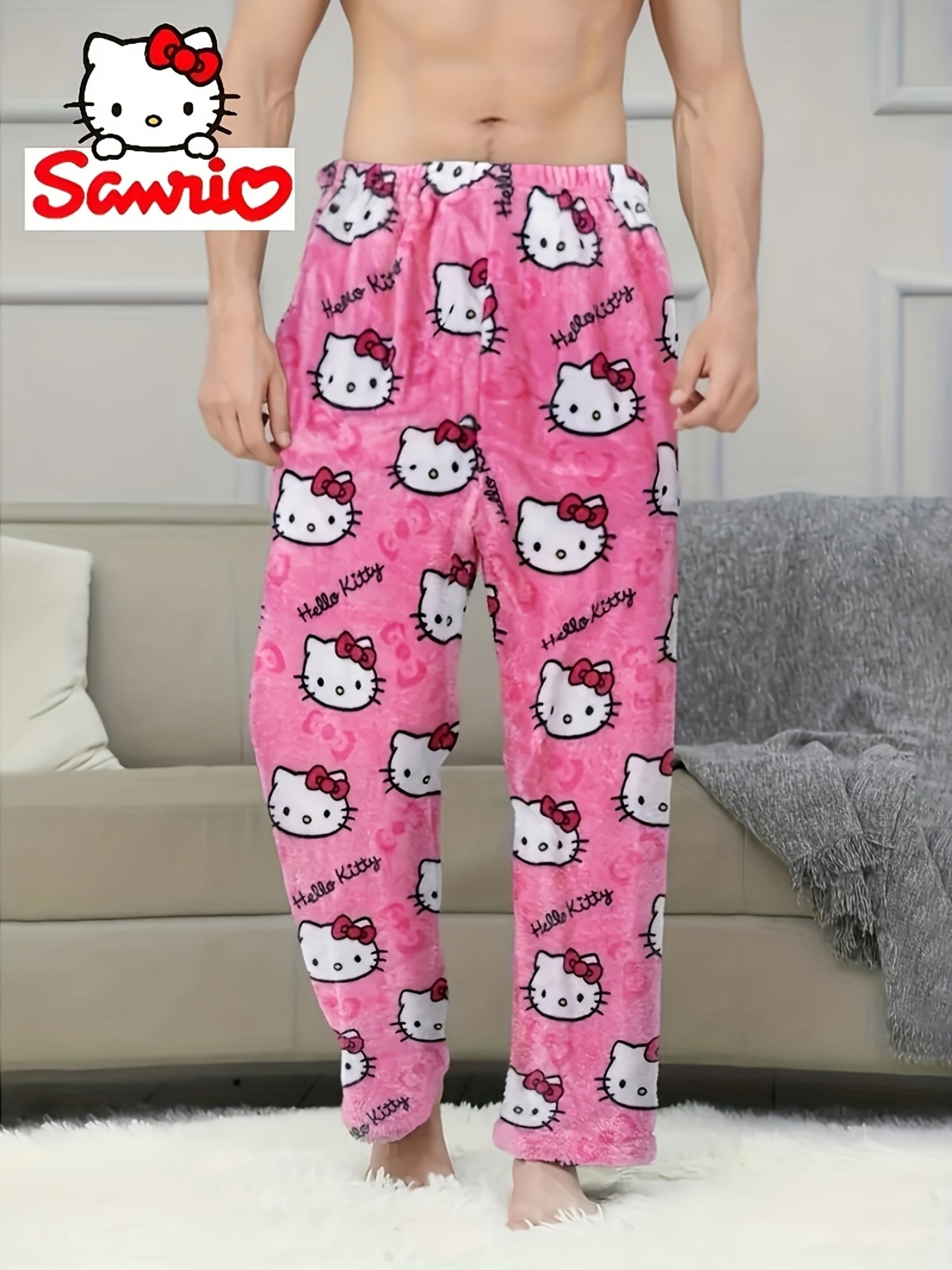 Sanrio Hello Kitty Men'S Loose Fleece Pants - Image 5