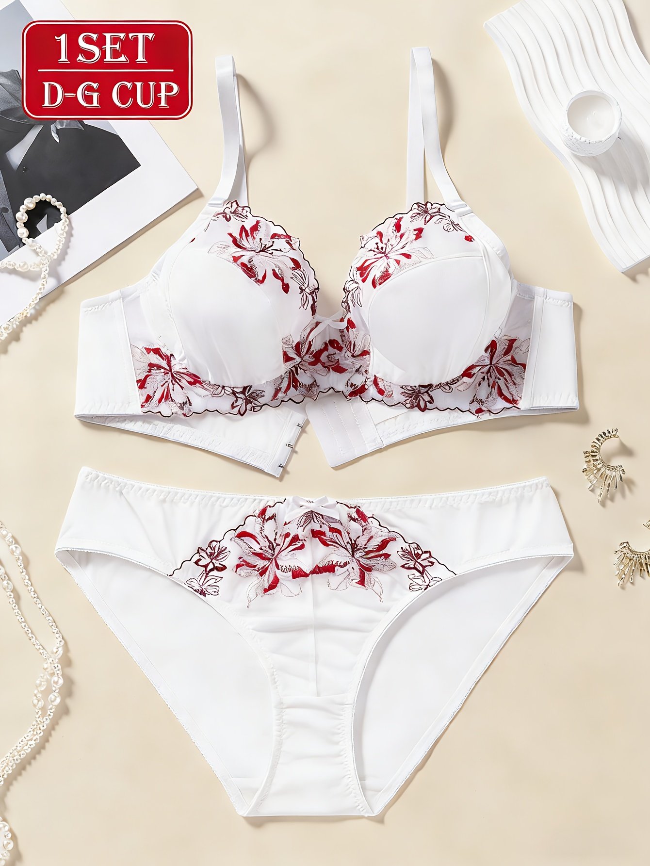 Embroidered Bow Bra Set - Image 4