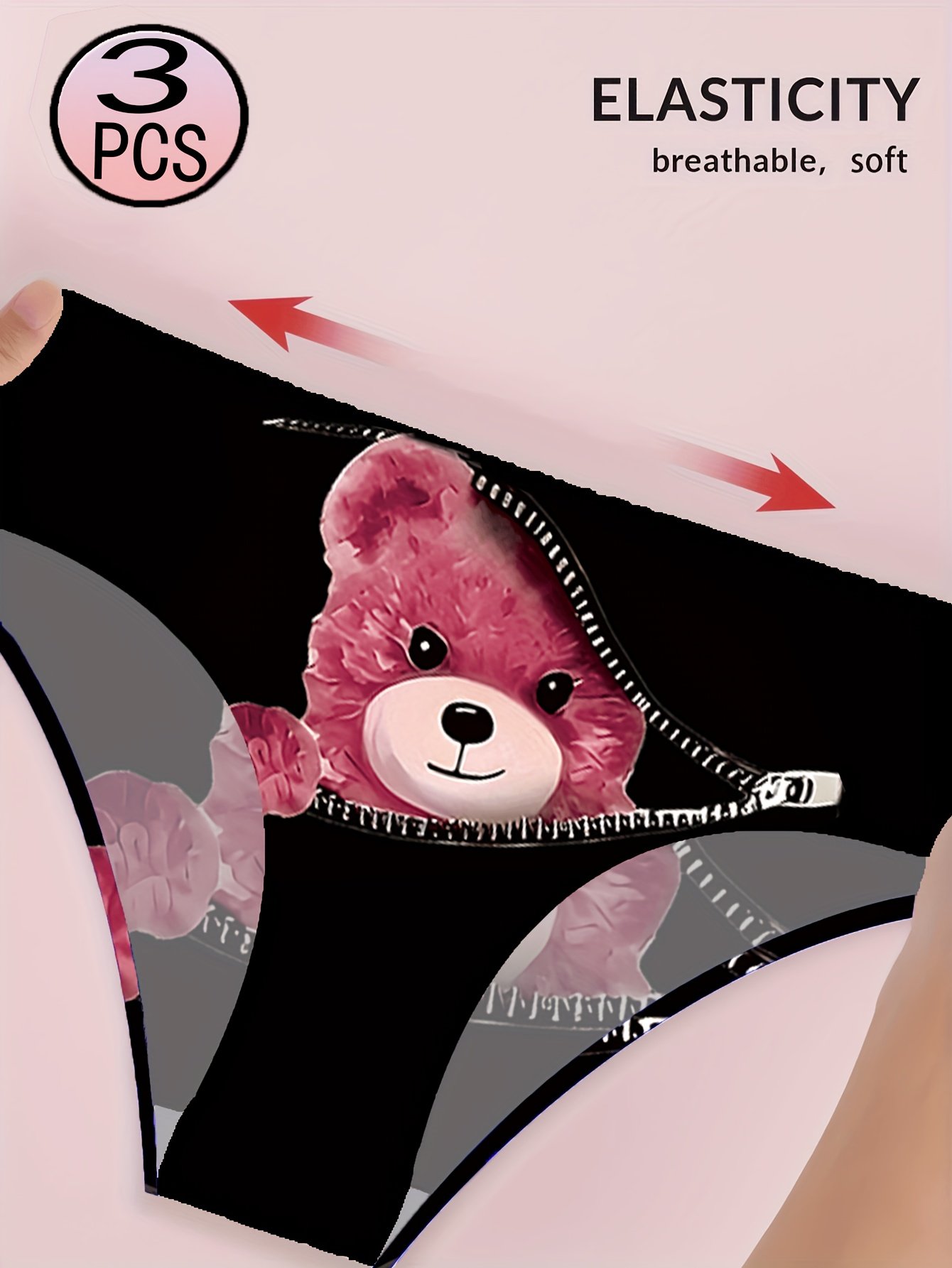 3 Pack Zippered Cartoon Ladie's Briefs - Image 4