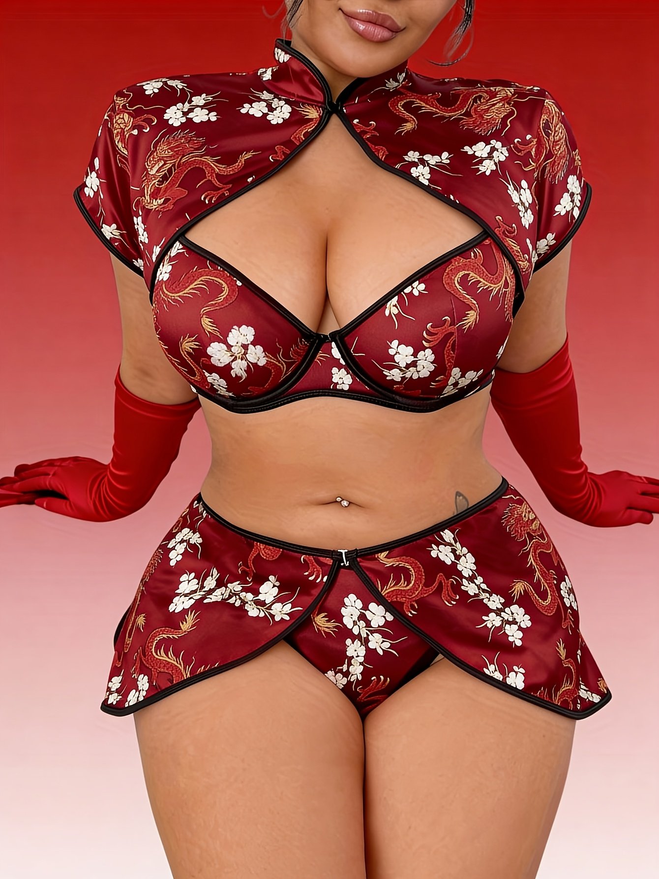 Exotic Floral Print Sexy Lingerie Sleepwear - Image 10