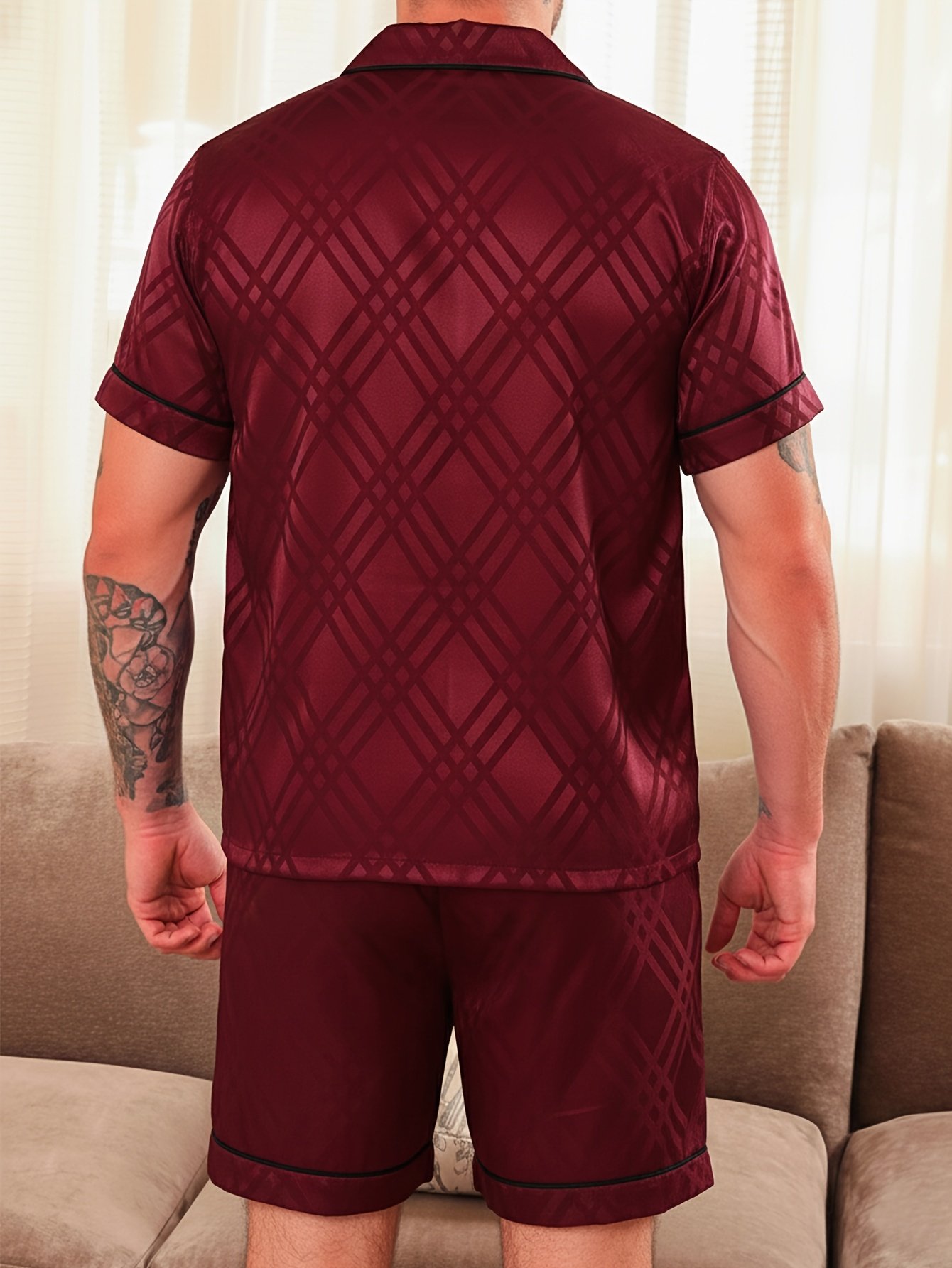 2pc Short-Sleeve Shirt And Shorts Pajama Set - Image 5