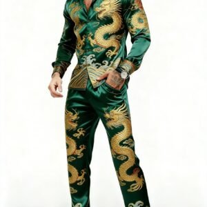 Green Dragon Pattern Suit Set