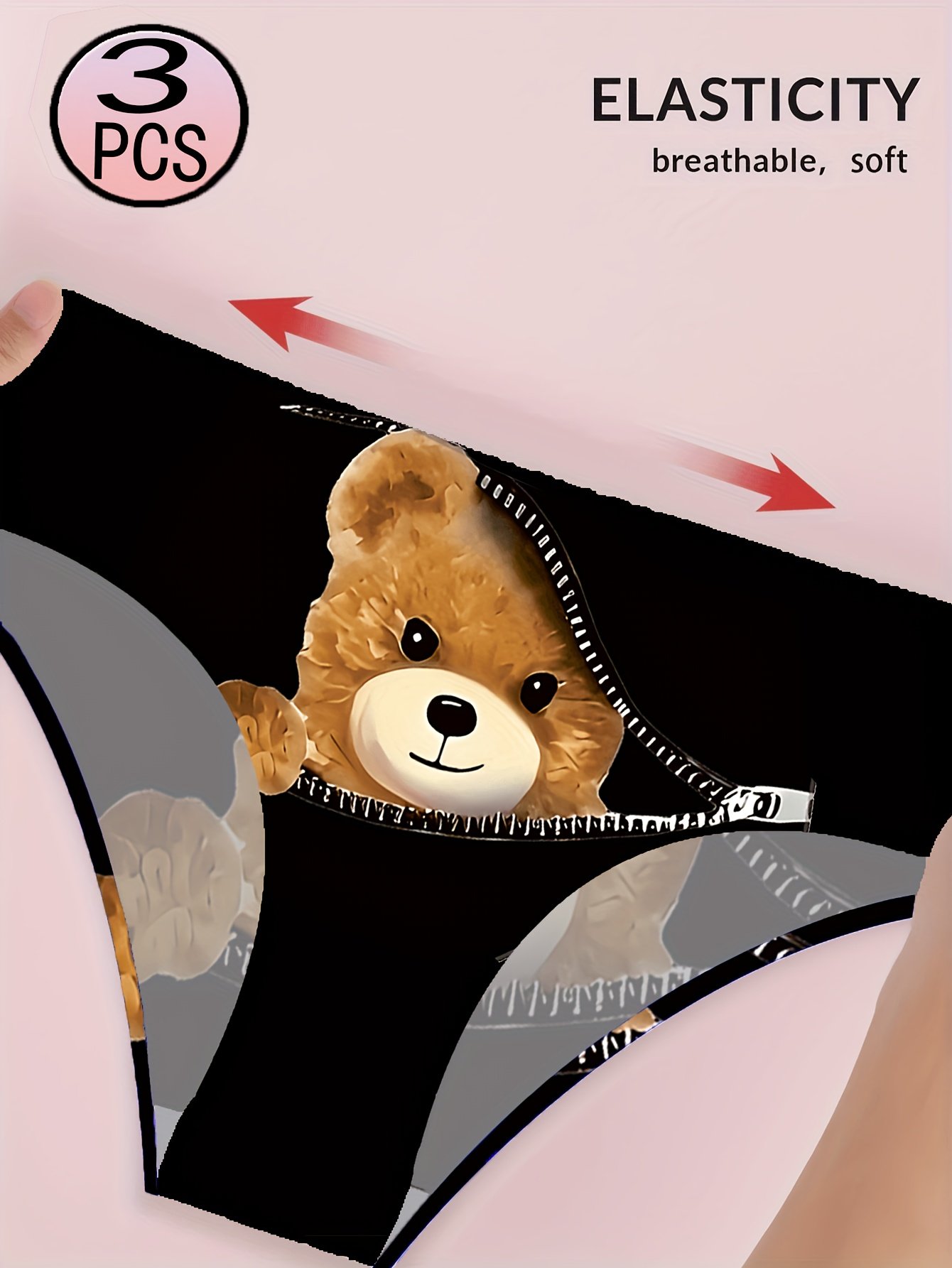 3 Pack Zippered Cartoon Ladie's Briefs - Image 3