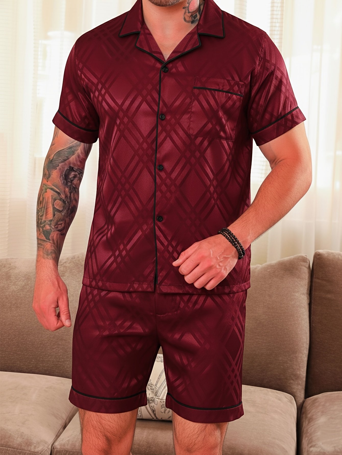2pc Short-Sleeve Shirt And Shorts Pajama Set - Image 3