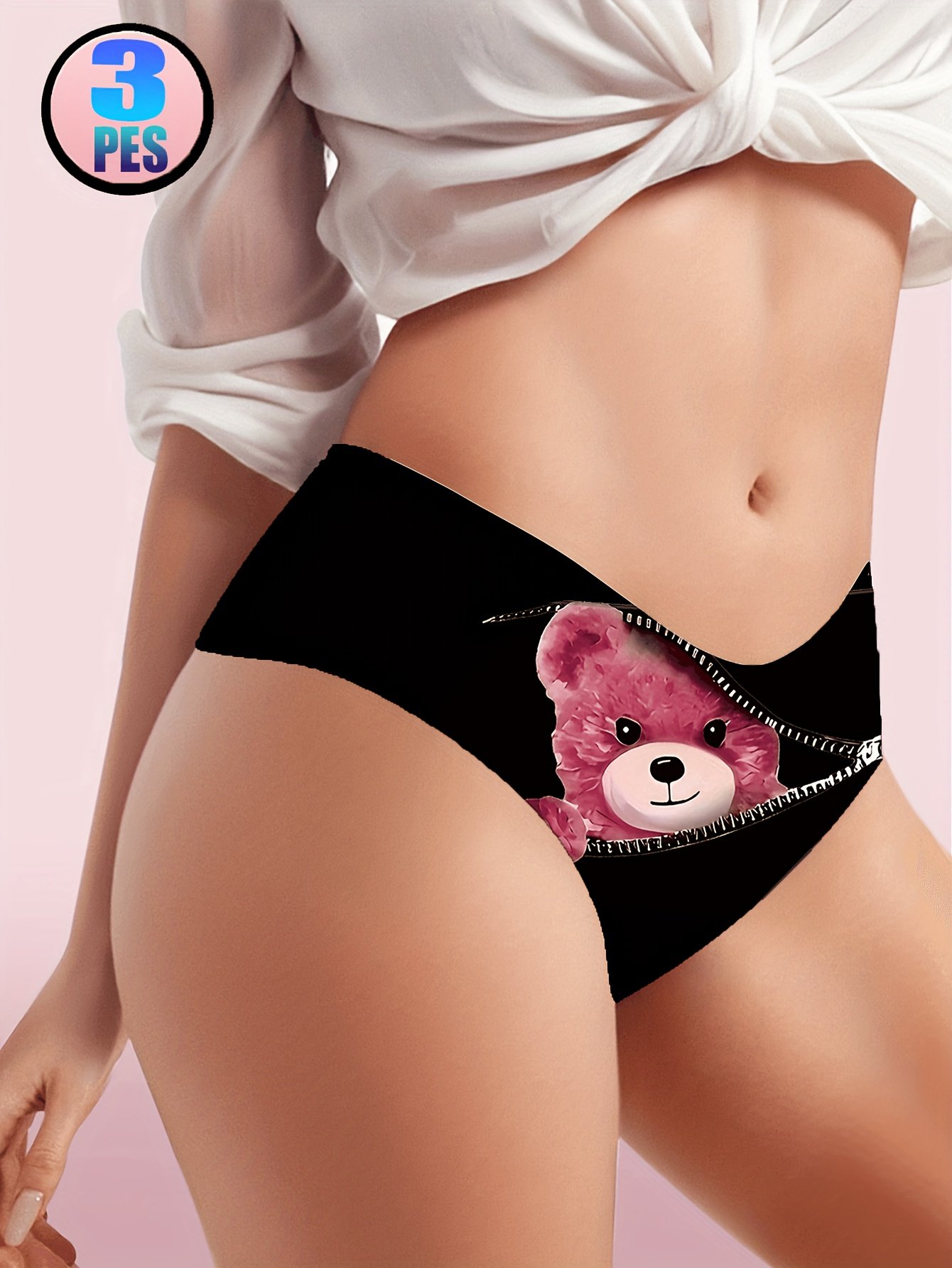 3 Pack Zippered Cartoon Ladie's Briefs - Image 7