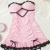 Sheer and Backless Bowknot Babydoll Dress