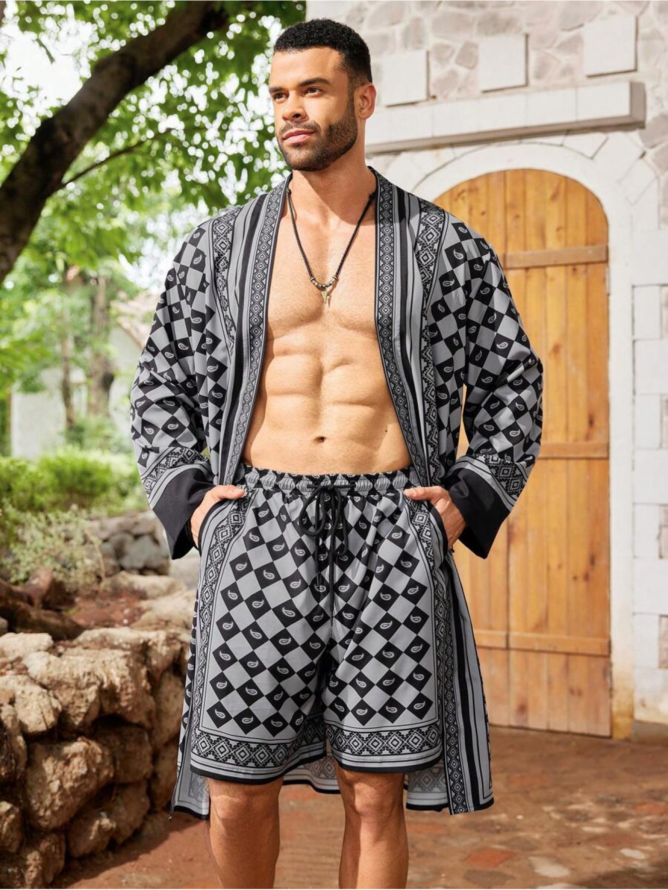 ResortEase Printed Robe And Shorts Set - Image 6