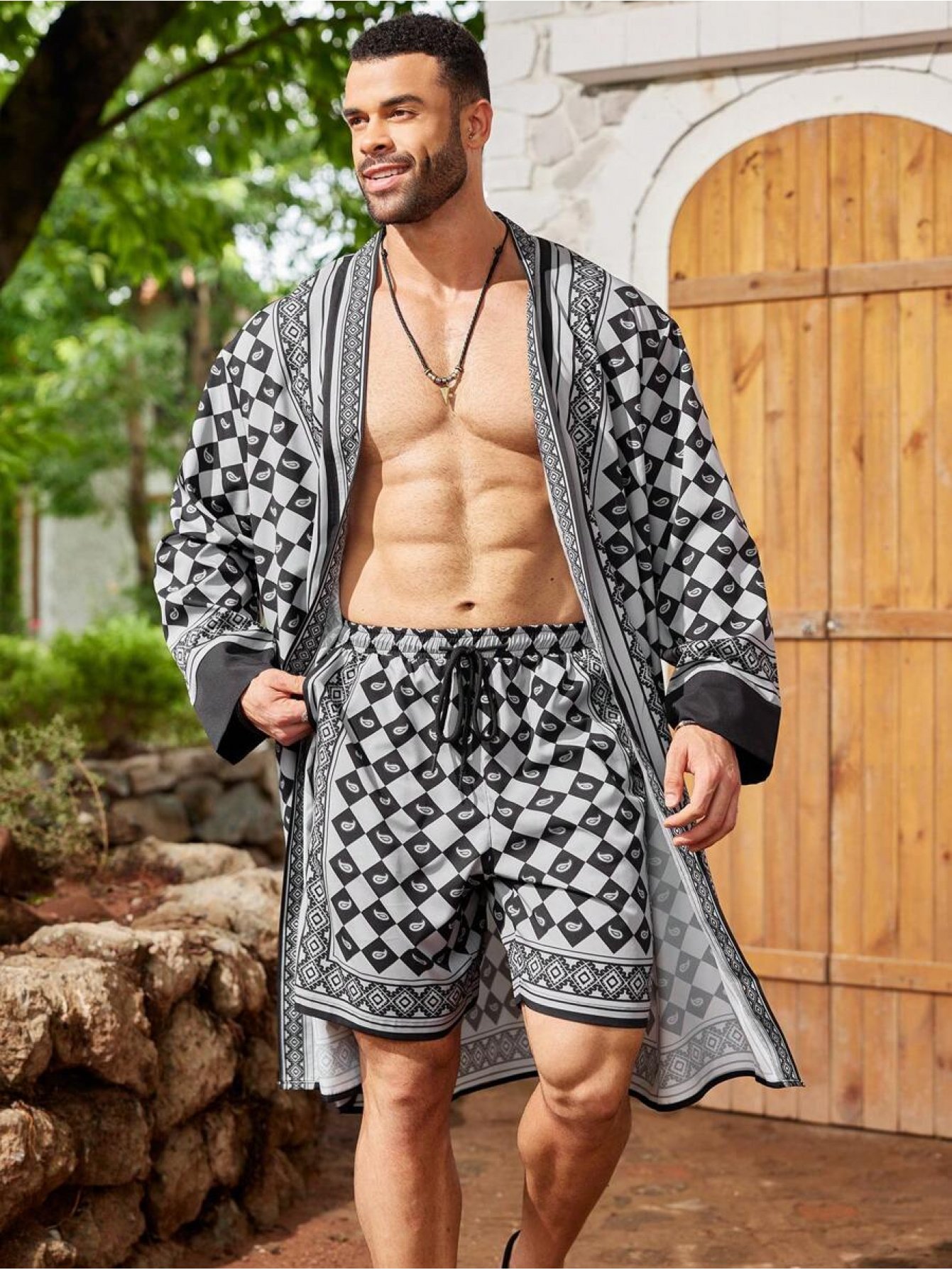 ResortEase Printed Robe And Shorts Set - Image 4