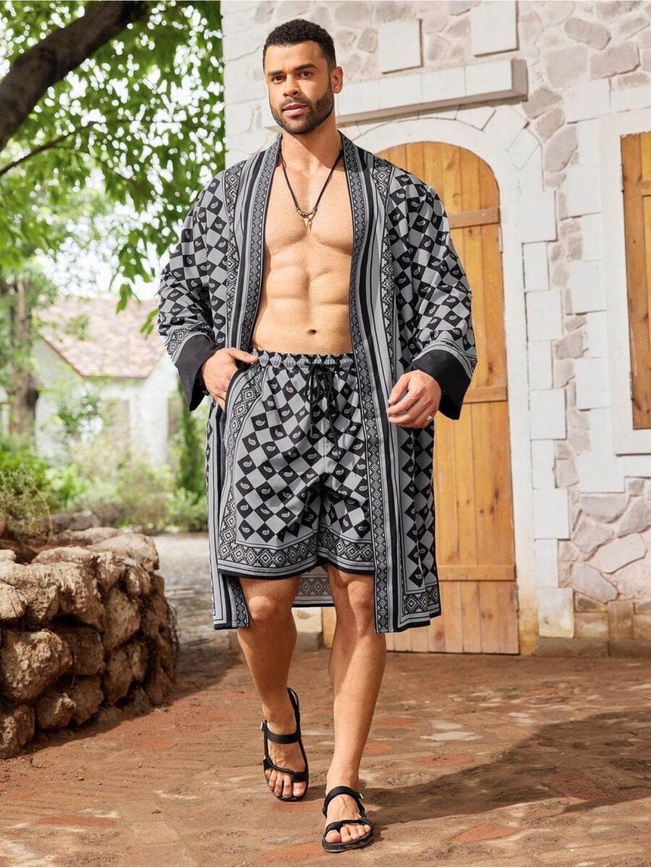 ResortEase Printed Robe And Shorts Set - Image 5